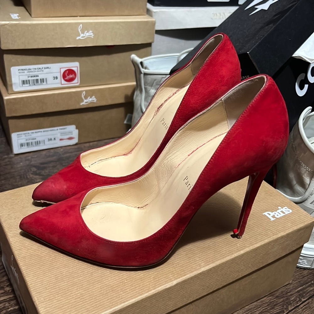 Christian Louboutin pigalle follies 100 suede oeillet